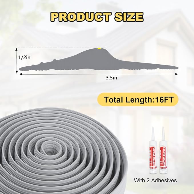 DGSL 16FT Garage Door Threshold Seal Strip, Waterproof Rubber | Universal - Image 2