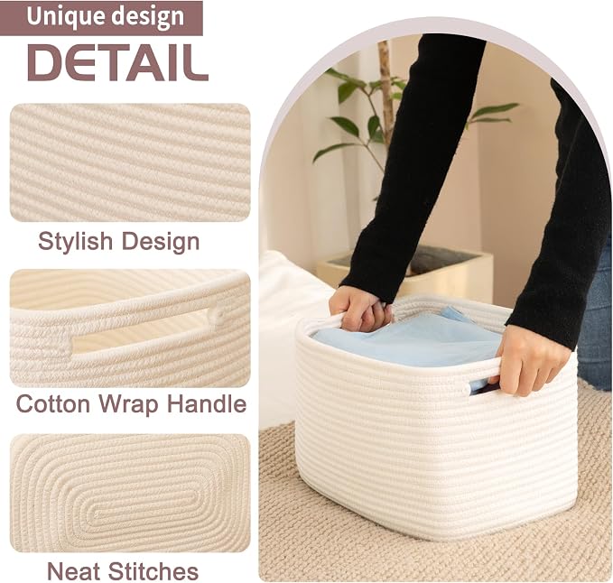 OIAHOMY 4 Pack Storage Baskets for Organizing 24L Cube Storage Bins White | - Image 2