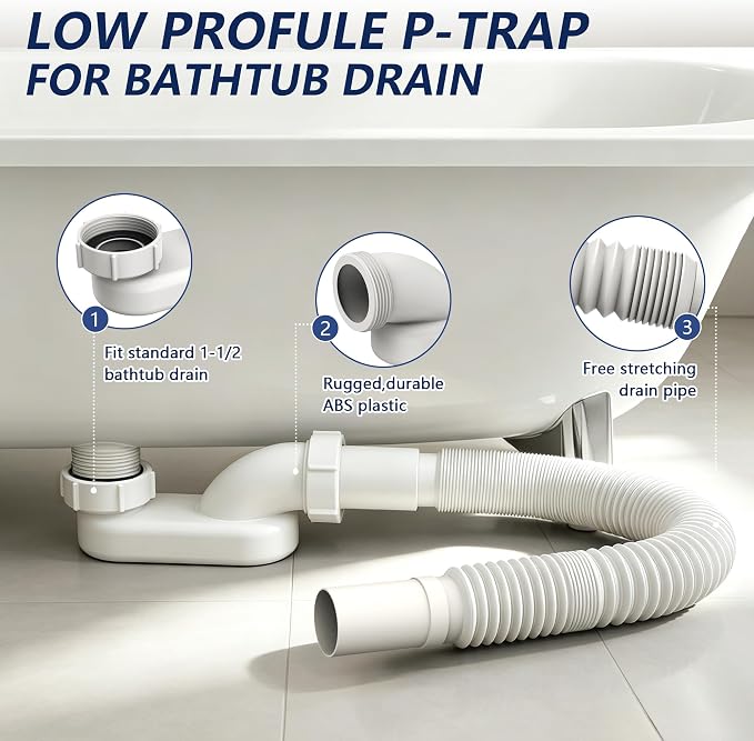 Xendywasher 1-1/2" Flexible Low Profile P Trap - Image 4