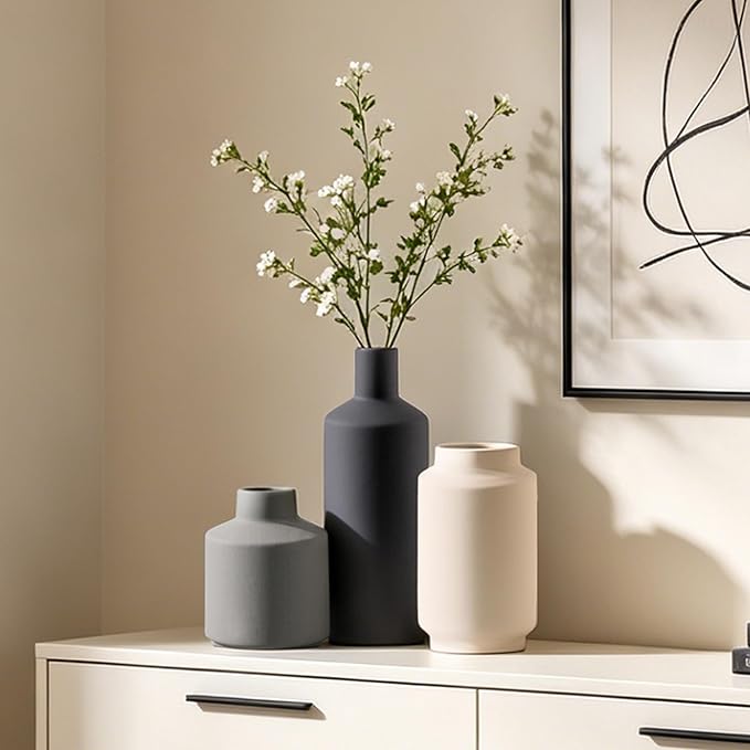 Ceramic Vase Set of 3, Modern Decorative Vases - Image 5