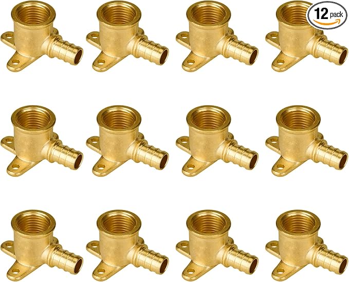12-Pack 1/2" PEX Drop Ear Elbow, PEX Fittings 1/2 Inch, Brass | Crimp Fitting by SUNGATOR