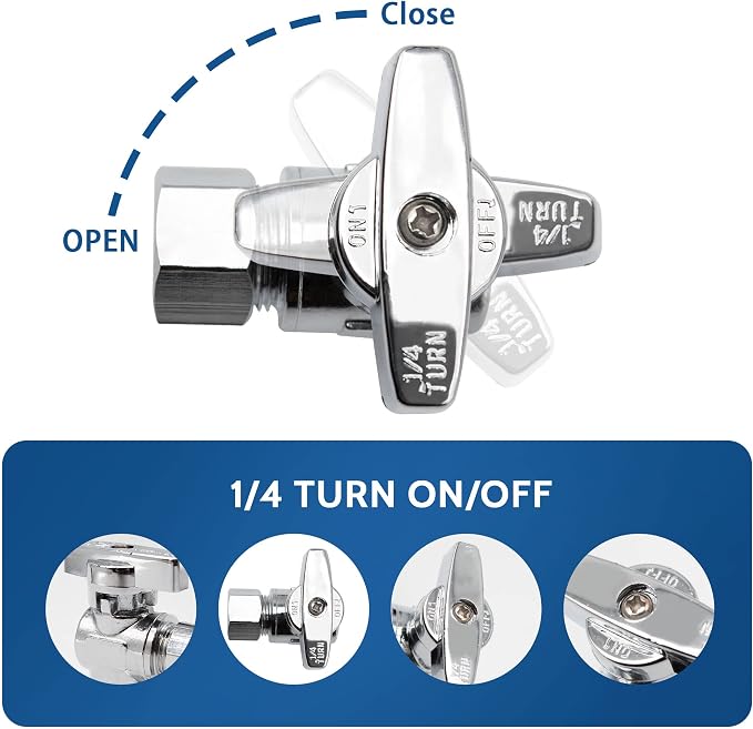 10 Pack Pushfit Angle Stop Faucet Valve, 1/2" Push-Fit x 3/8" Comp, Quarter - Image 5