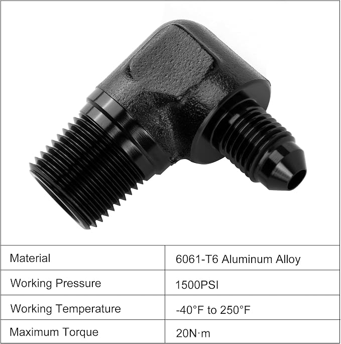 EVIL ENERGY 4AN to 3/8" NPT Male 90 Degree Fitting Adapter Aluminum 2PCS - Image 3