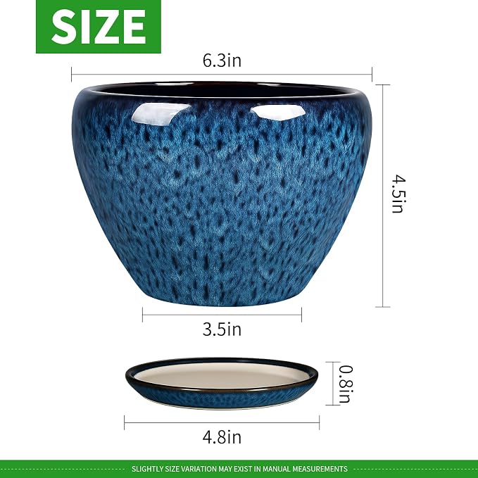 Deep Dream 6 Inch Plant Pots- Ceramic Planter Pot - Image 3