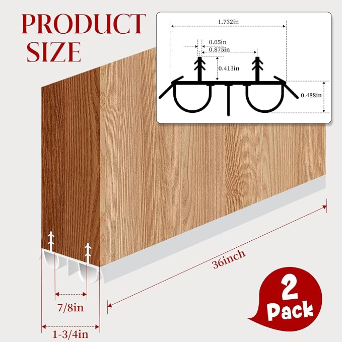 2 Pcs 36" White Double Bubble Kerf Door Sweep | 1-3/4" Wide Weatherstrip Seal - Image 2
