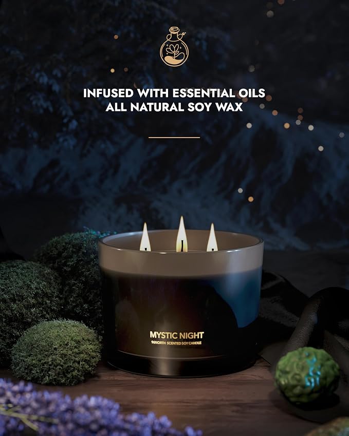 Luxury Black Candle | Large 3-Wick Jar Candle | Up to 40 Hours Burning Time | - Image 2