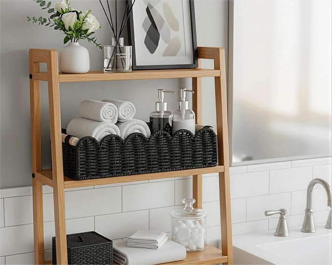 CubesLand Scalloped Toilet Paper Storage Basket W/Handle - Image 4