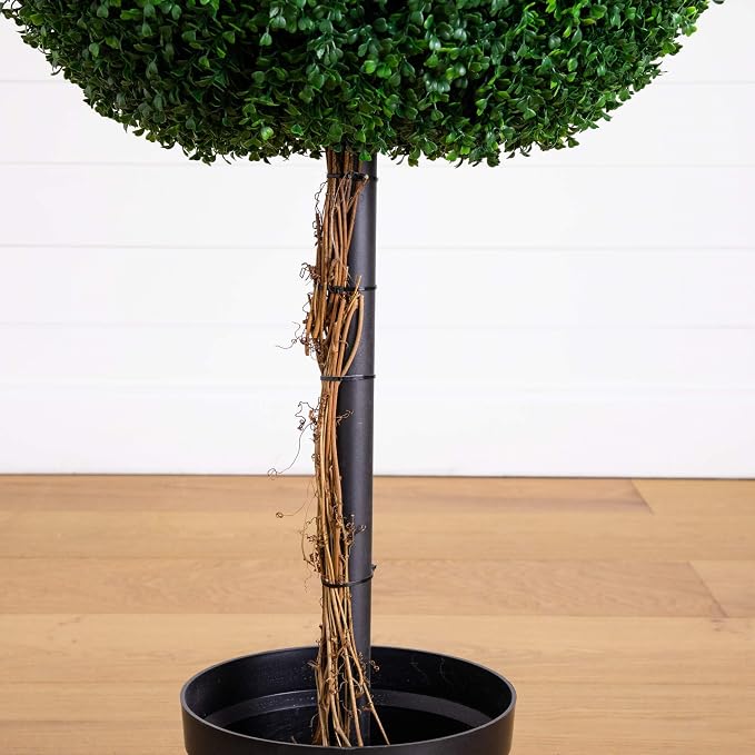 Nearly Natural 8ft UV Resistant Artificial Triple Ball Boxwood Topiary Tree - Image 5