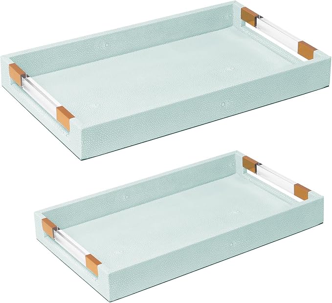 2 Pack Large Ottoman Tray Shagreen Decorative Tray Coffee Table Tray | Serving by ChangSong