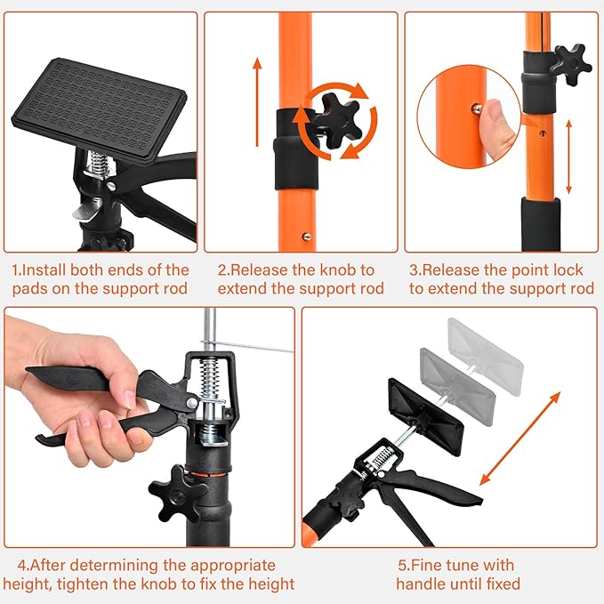 Adjustable Support Pole-Cabinet Jack, Drywall Lift, Supports Up to 154lbs - Image 5