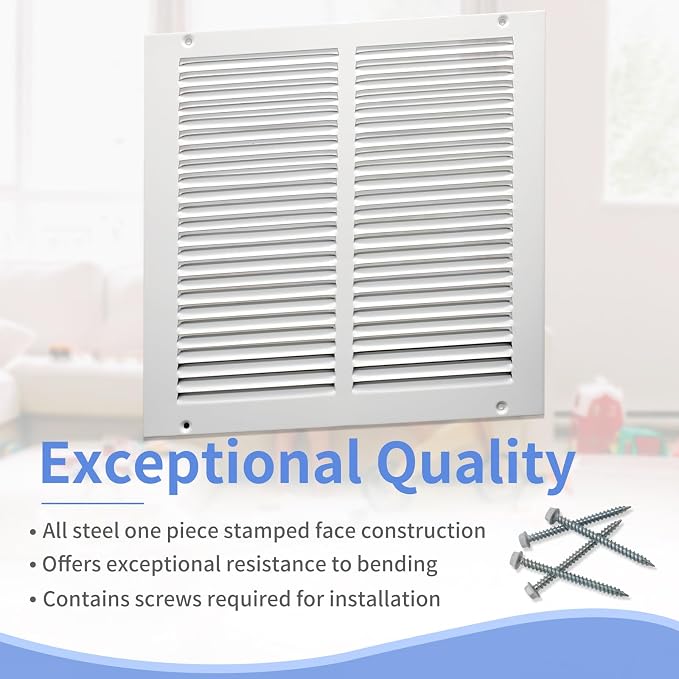Howeall 12"W x 12"H Steel Return Air Grille, Air Return Vent Cover - Image 3