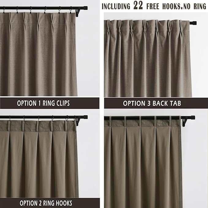 Kayne Studio Mocha Tan Velvet Pinch Pleated Back Tab Curtains 112 Inch Long | - Image 3