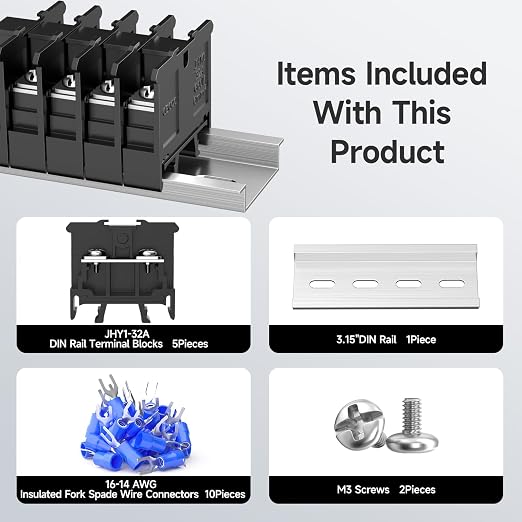5Pcs JHY1 DIN Rail Terminal Blocks, 660V 32A, 6mm² | Detachable and Assemblable - Image 3