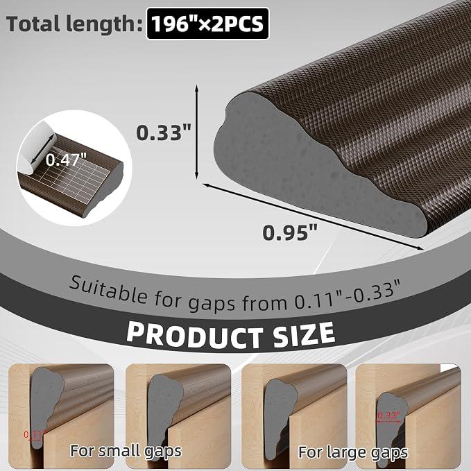 2Pcs×196" Wedge Weather Stripping Door Seal - Image 2