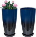 Neoaider Set of 2 Tall Planter, 21 inch Large Plastic Planter, Dark Blue | by Neoaider