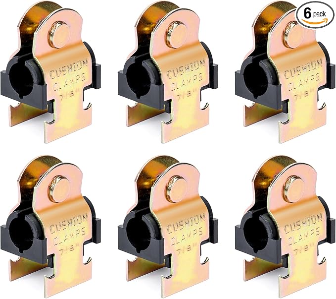 6 Pack Rubber Cushion Pipe Strut Clamps, 7/8" OD, Heat Resistant, Easy by LBGProducts