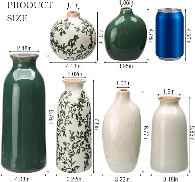 Ceramic Vase Set of 6，Flower Vases，Small Vases - Image 2