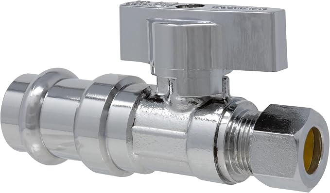 1/4 Turn Press Straight Stop Valve, 1/2" Press x 3/8" OD Compression | MiiFlex - Image 3