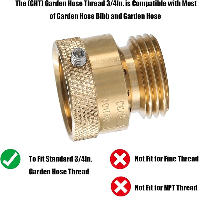5 Pack SUNROAD Lead-Free Brass 3/4" Inch MHT Hose Bibb Connector Backflow - Image 8