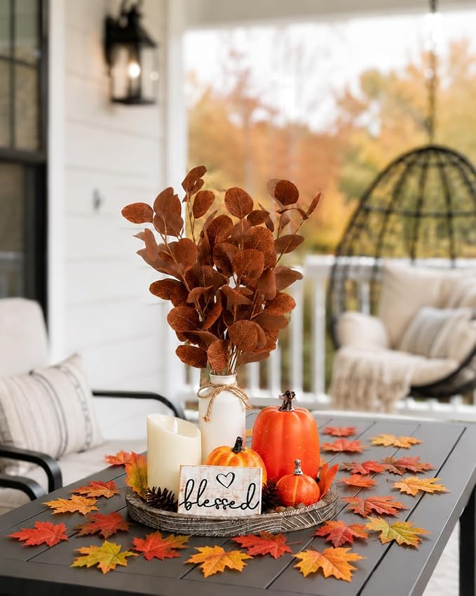 11 Pcs Fall Decor Tray Set, Rustic Farmhouse Decor Centerpieces - Image 8