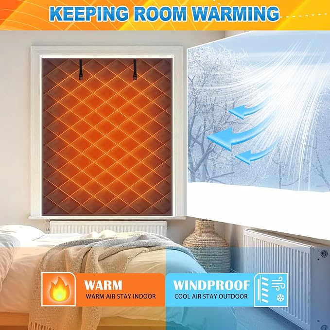 Fanfanwin 1 Pcs 63 x 39 Inches Window Insulation Curtain Kit Winter Thermal - Image 5