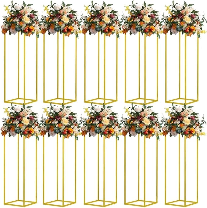 31.5inch 10pcs Gold Wedding Cenerpiece Flower vase, Metal Column Flower Stand by MEISHAONV