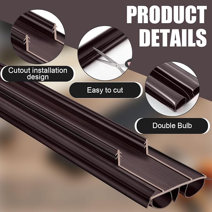 Pushglossy 2 Pcs Double Bubble Kerf Door Sweep 36" Long 1 3/4" Wide Replacement - Image 3