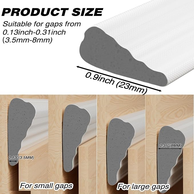 196" Wedge Weather Stripping for Draft Blocking, Foam Door Seal | White - Image 2
