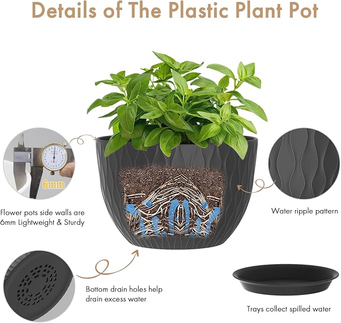 WSMKSZ 12 Inch Large Plant Pots - Image 3
