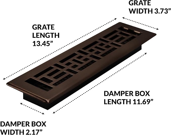 Decor Grates AJH212-RB Oriental Floor Register, 2x12 Inches, Rubbed Bronze - Image 6
