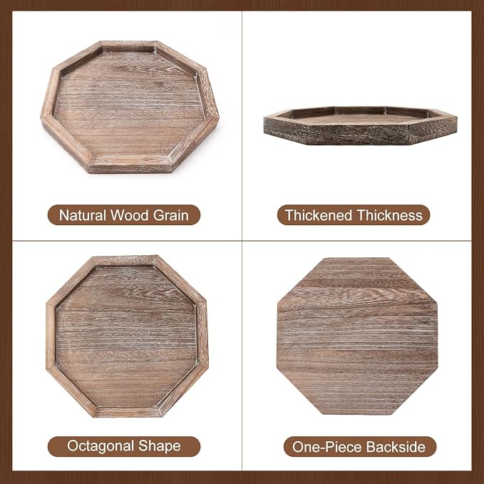 Rustic Candle Holder Plate Round Wooden Decorative Tray - Image 7