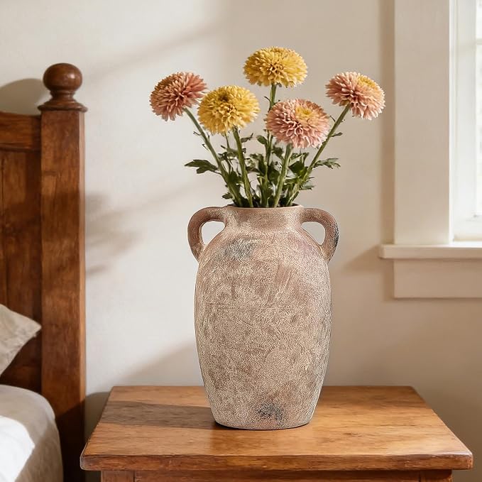 Brown Ceramic Vase-Boho Decorative Vase, Terracotta Tall Vases Decorative - Image 7
