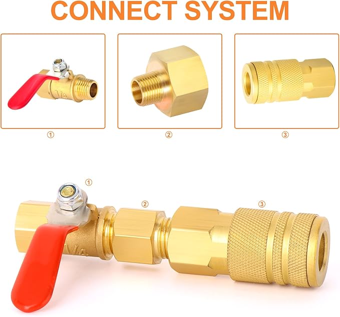 GASHER 5PCS Brass Pipe Fitting, 1/8-Inch Male Pipe x 3/8-Inch Female Pipe - Image 3