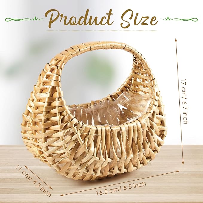 2 Pack Flower Girl Basket with Handle, 6.7 x 6.5 x 4.3 Inch, Nature | 6.7 x 6.5 - Image 2