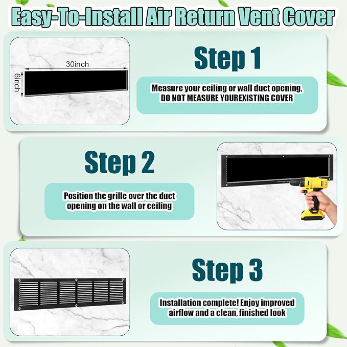 Blulu 6 Pack Fit for 30 x 8 Inch Duct Opening Return Air Vent Cover - Image 4