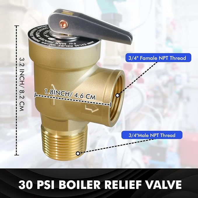 VAV 30 PSI Boiler Relief Valve, 3/4" NPT, Lead-Free Brass, CSA Listed | - Image 2