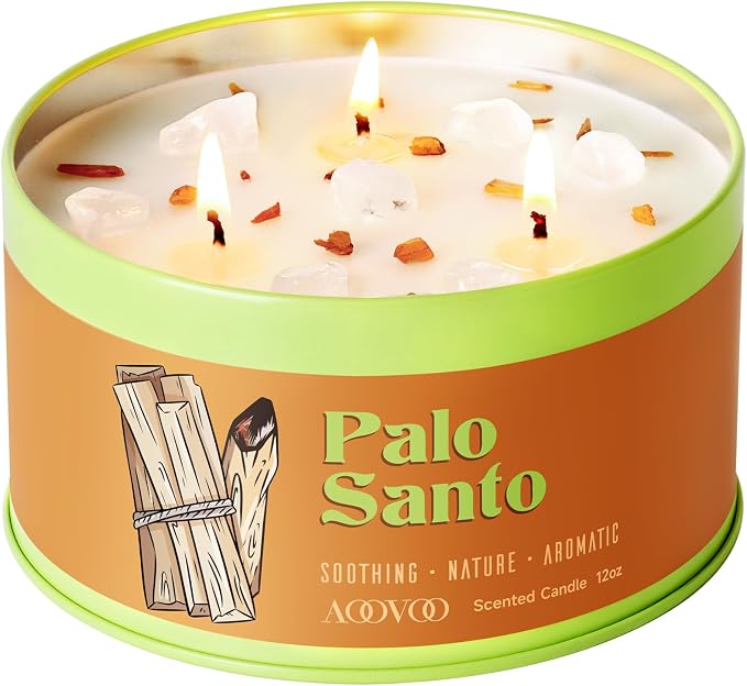 AOOVOO Palo Santo Candle for Meditation & Cleansing - 12oz Scented Candle | 3 by AOOVOO