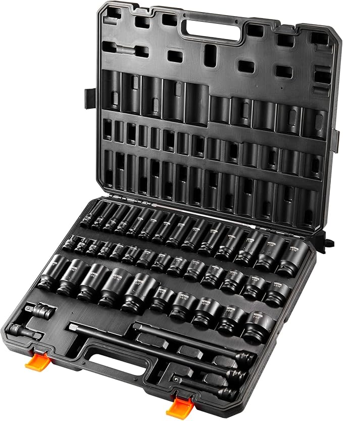 VEVOR Impact Socket Set 1/2" Socket Set 43 Piece Deep & Shallow SAE 3/8" to - Image 9