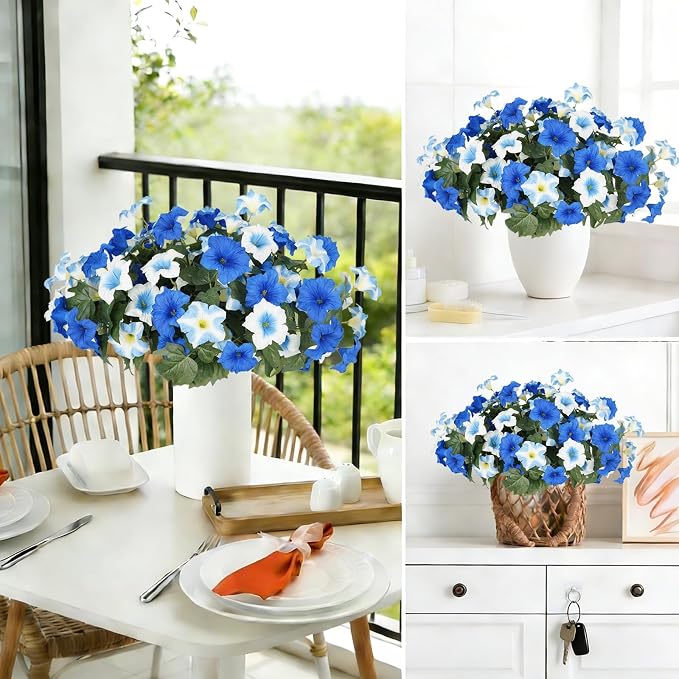 Artificial Flowers for Outdoors, Faux Petunias Spring Summer Decoration - Image 4