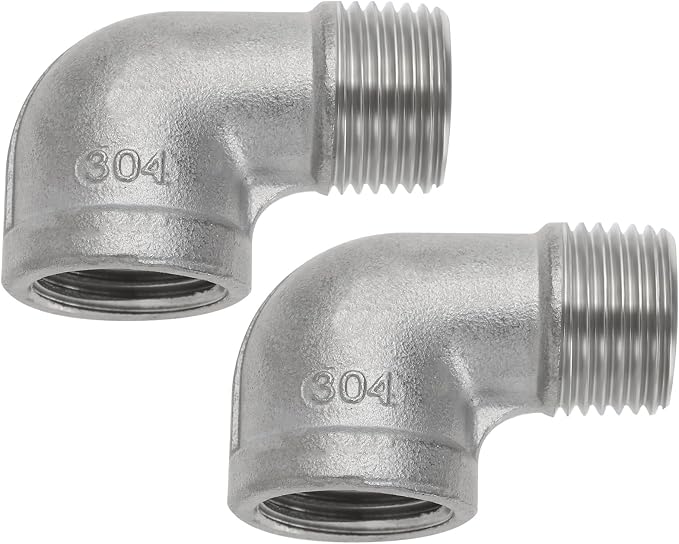 2 Pcs 304 Stainless Steel 90 Degree Elbow Connectors 1/2inch BSP Thread Elbow by LTEasiyl