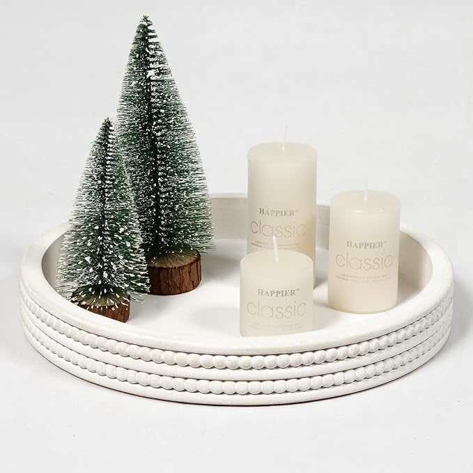 Carah & Cossh 12'' Round Wooden Tray, Farmhouse Rustic Decorative Tray by CarahCossh