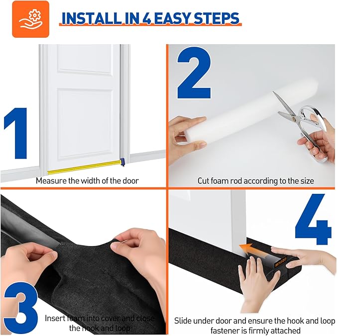 MAGZO Under Door Draft Stopper, 2 Pack 30 Inch Adjustable Door Gap Filler - Image 4