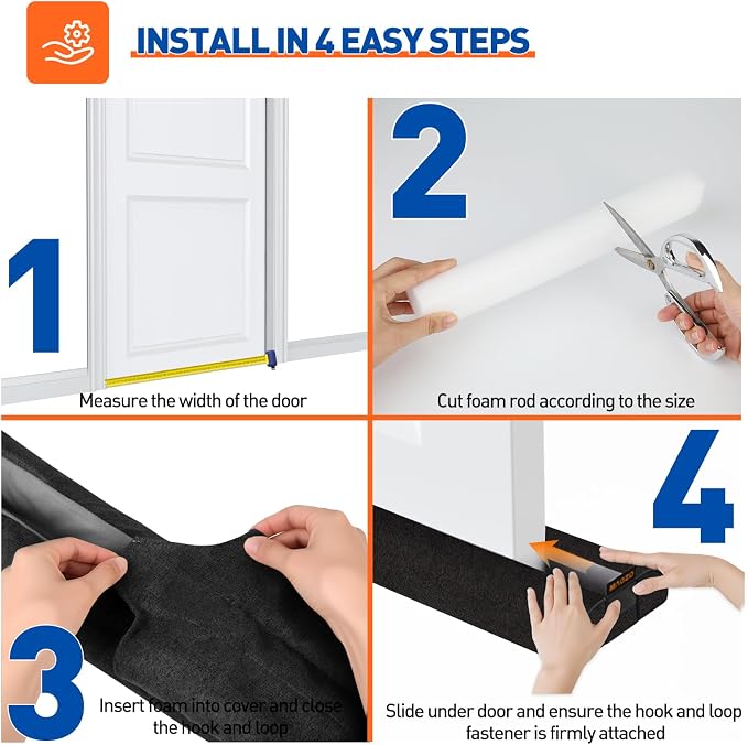 MAGZO Under Door Draft Stopper, 32 Inch Adjustable Door Gap Filler, Dust & - Image 5