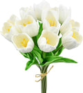Mandy's 12pcs Artificial White Open Tulips | 13.5 Inch Lifelike PU Tulips Faux by Mandys