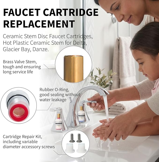 1 Pair Ceramic Stem Disc Faucet Cartridge, - Image 4