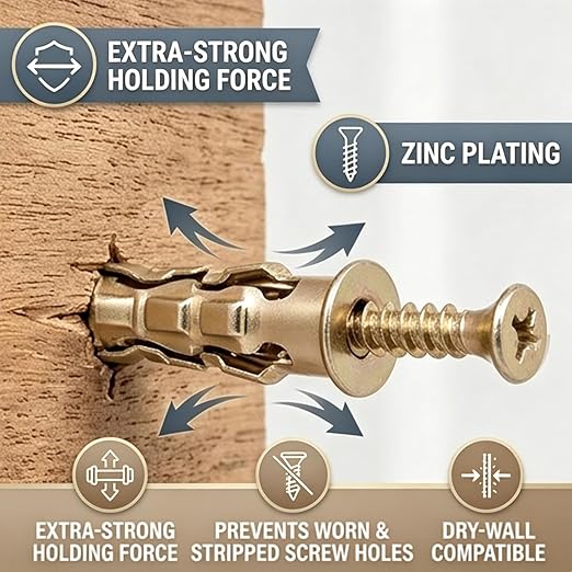 Short Expansion Screws Set for Cabinet Hinge Repair Stripped Thread Restoration - Image 6