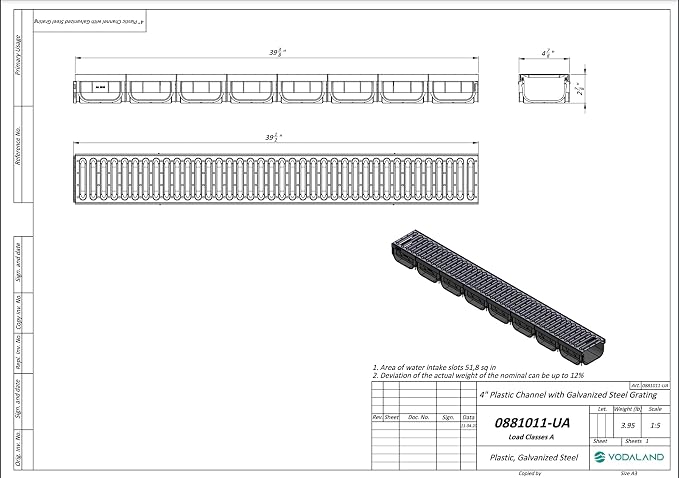 Vodaland - 4 Inch Easy 2 Premium Trench Drain Channel - Galvanized Stamped - Image 5