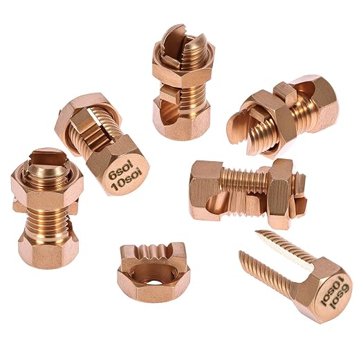 QWORK Grounding Split Bolt Connector, 6 Pack 6-10 AWG Solid Copper Ground Wire - Image 5