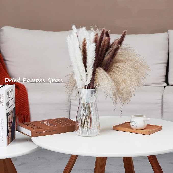 8 Inch Clear Glass Vase for Flowers, Modern Boho Table Decor | Farmhouse Vases - Image 5