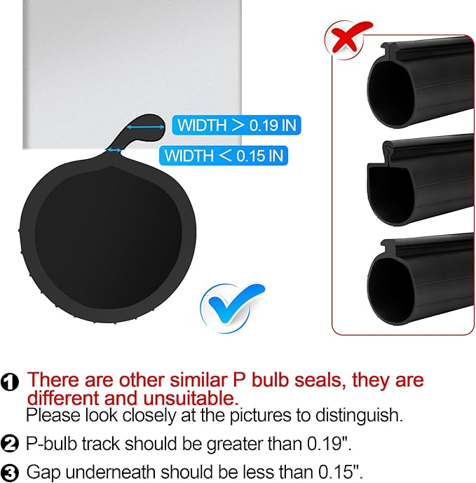 20 FT Garage Door Bottom Seal Rubber 0.19" P Bulb Bottom Garage Weather - Image 3